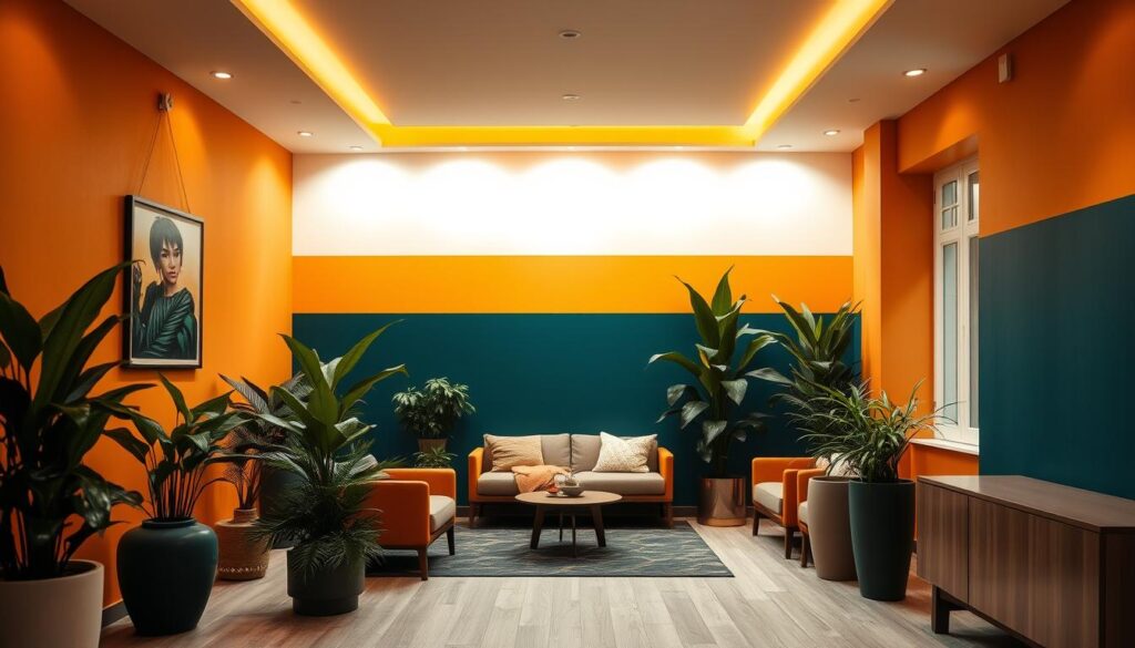 color palette for brightening up a dark interior
