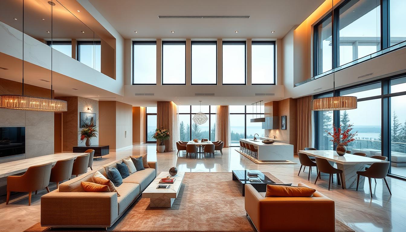 interior colors used in open concept luxury homes