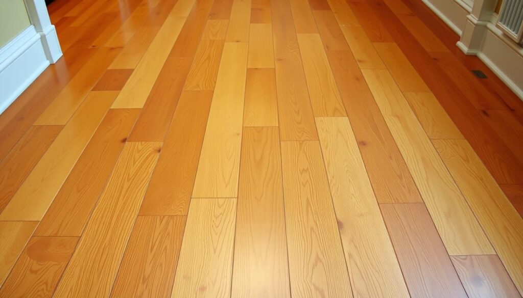 A richly textured, wide-plank hardwood floor in a warm, honey-toned hue fills the frame. The boards are carefully laid in a traditional straight pattern, their intricate wood grain patterns visible under a soft, even lighting. The floor is flanked by period-appropriate baseboards and moldings, hinting at the classic architectural features of a 1910 interior. The image conveys a sense of timeless elegance and attention to detail, perfectly capturing the essence of a quintessential 1910 hardwood floor. A richly textured, wide-plank hardwood floor in a warm, honey-toned hue fills the frame. The boards are carefully laid in a traditional straight pattern, their intricate wood grain patterns visible under a soft, even lighting. The floor is flanked by period-appropriate baseboards and moldings, hinting at the classic architectural features of a 1910 interior. The image conveys a sense of timeless elegance and attention to detail, perfectly capturing the essence of a quintessential 1910 hardwood floor.